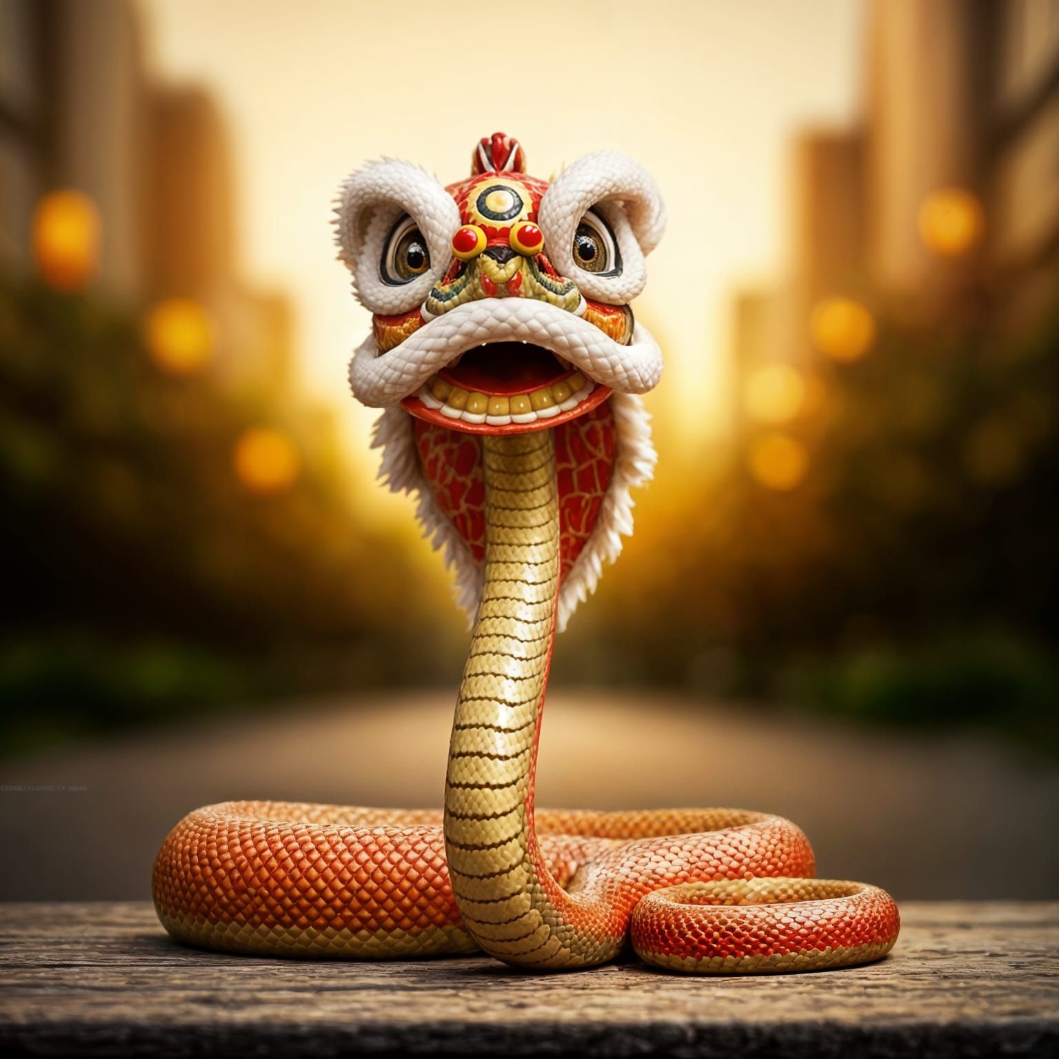 Chinese New Year Snake Celebration in Whimsical Style