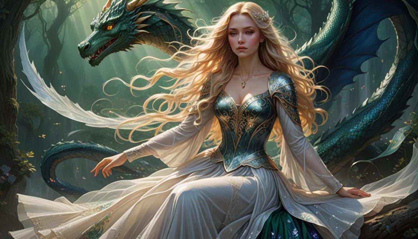 Majestic Dragon Rider in Whimsical Fantasy Style