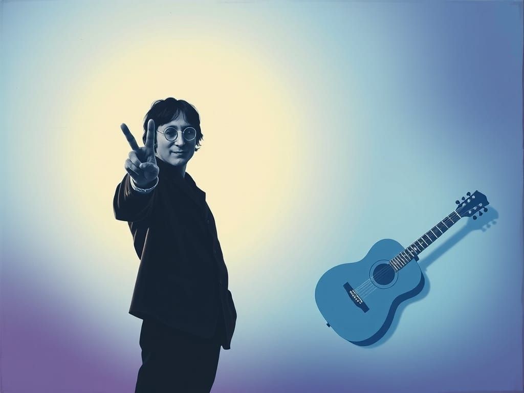 John Lennon's Peaceful Silhouette in Vintage Style