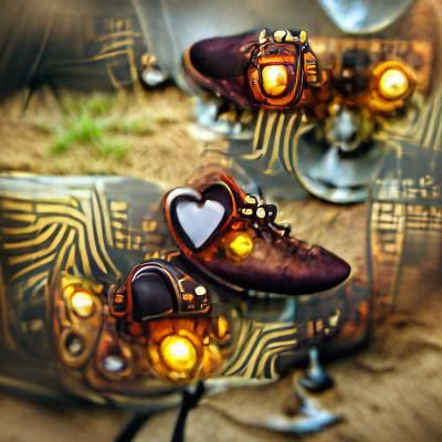 Steampunk Heart Shoes with Bokeh Effect