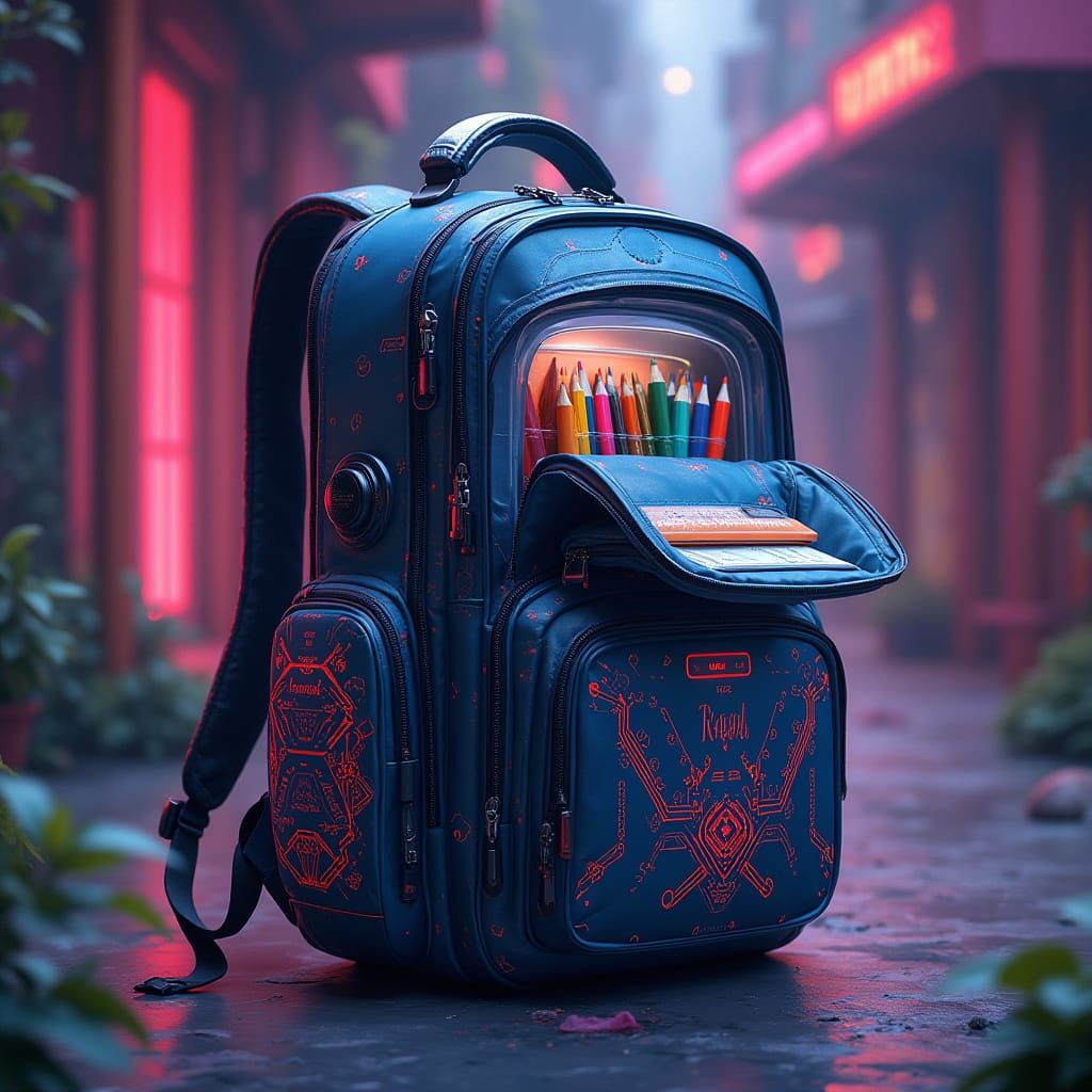 High-Tech School Bag with Retractable Compartment