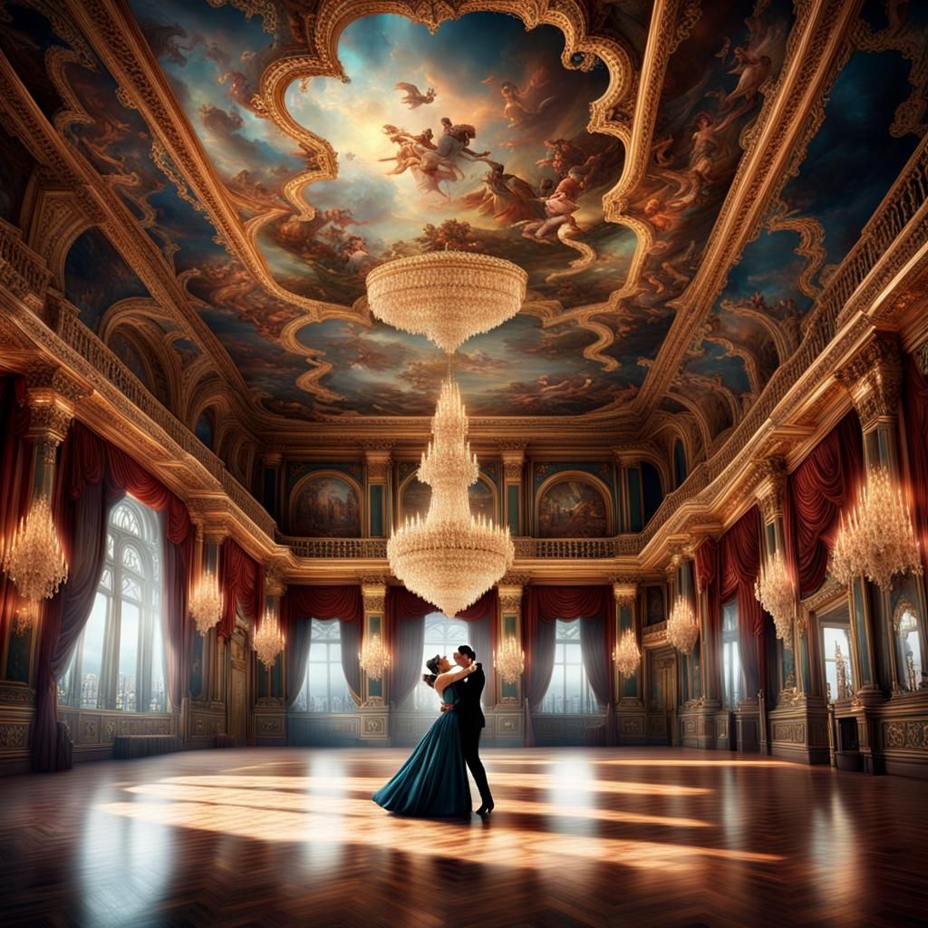 Elegant Dancers in a Ballroom: Digital Matte Painting