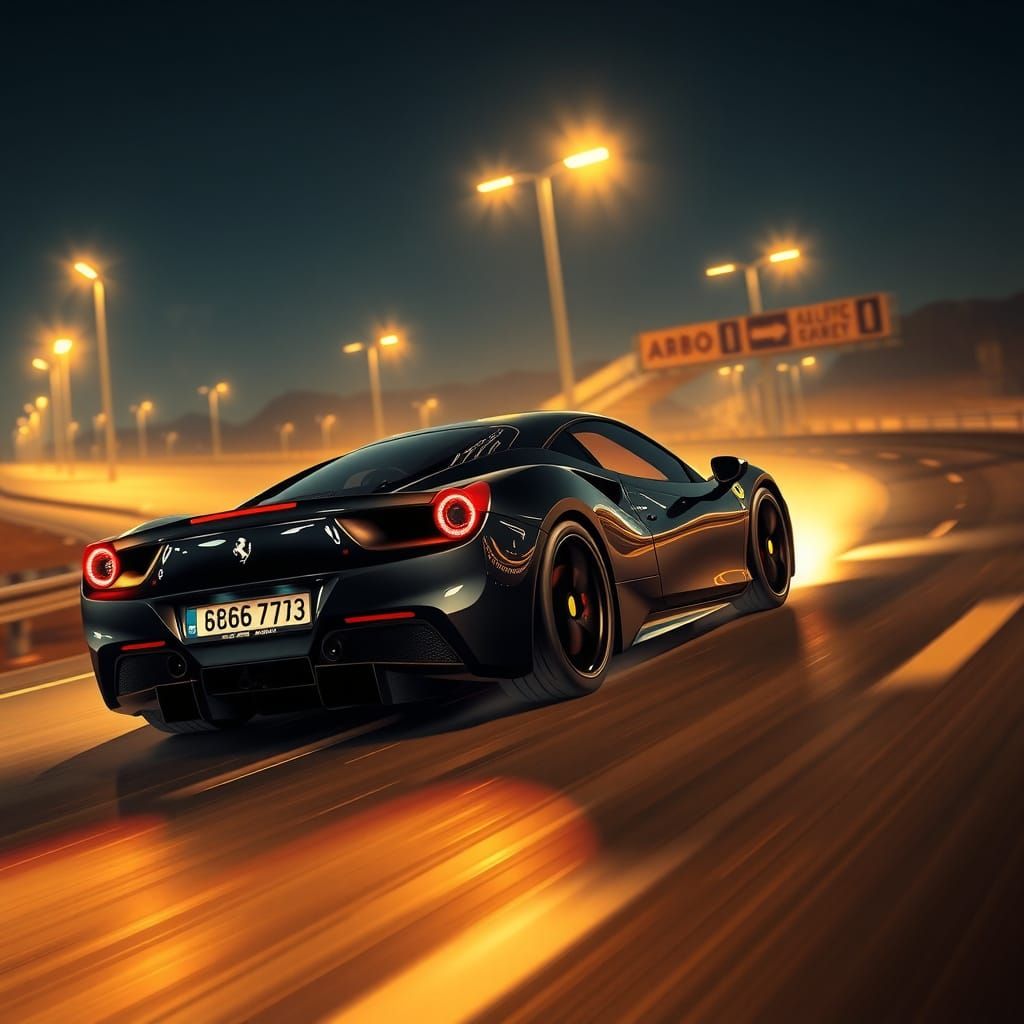Sleek Ferrari 488 GTB Drifting at Night in Cinematic Style