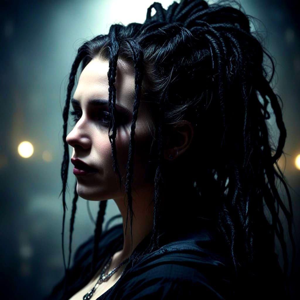 Gothic Portrait of Crying Woman in Nightclub