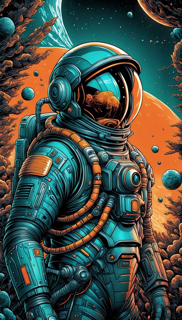Vibrant Cosmic Hero in Iridescent Detail