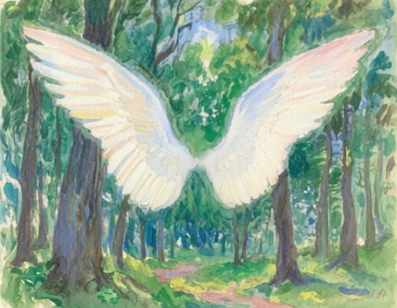 Wings Over Mirkwood: Surreal Watercolor Illustration