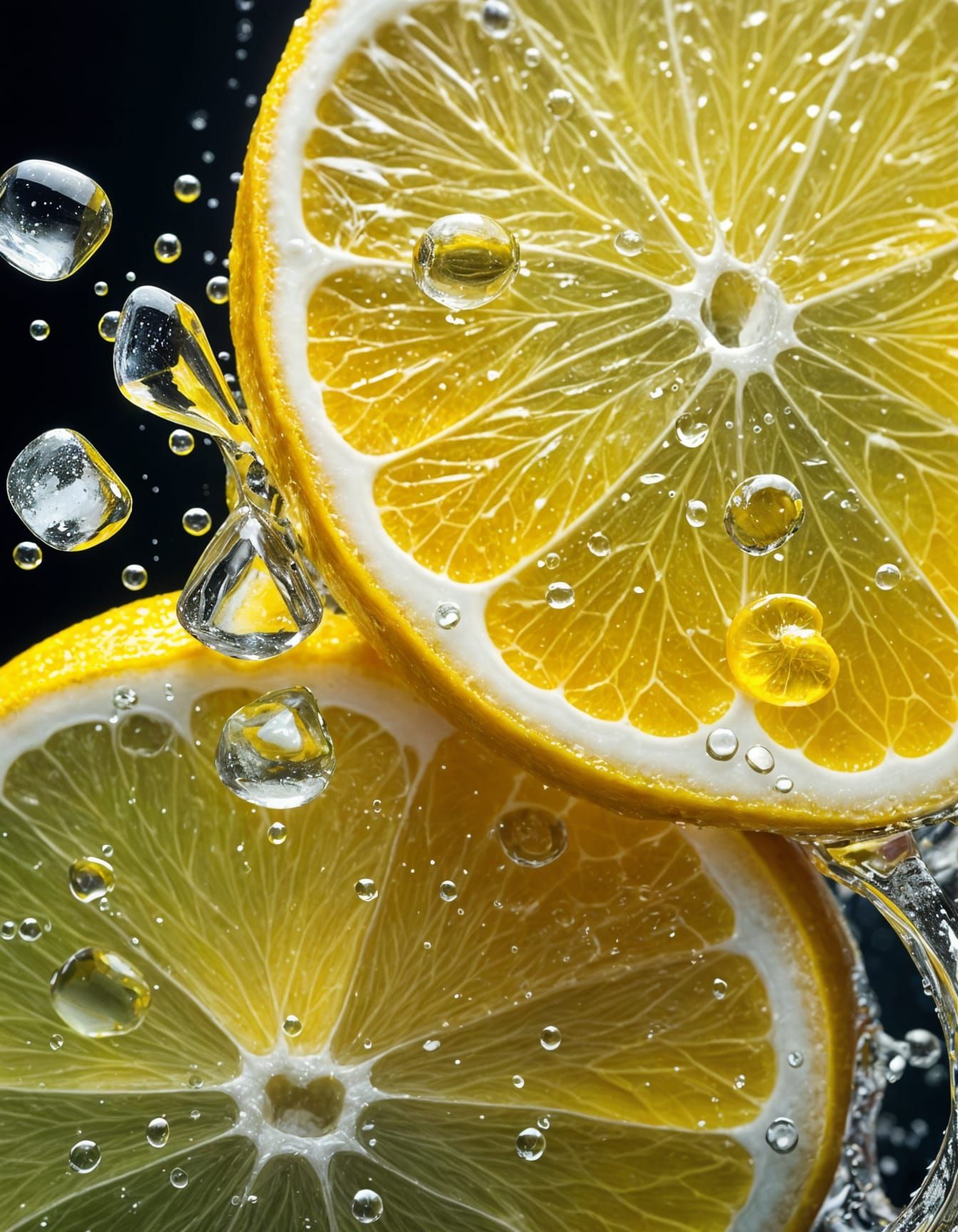 Lemon Slice in Water: Macro Photography