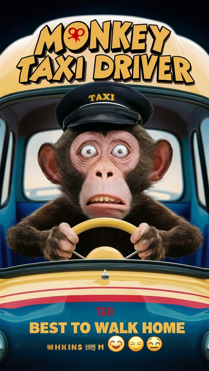 Funny Monkey Taxi Driver Movie Poster