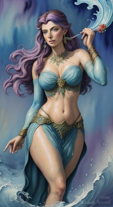 Kim Possible as a Genie in Gouache Style