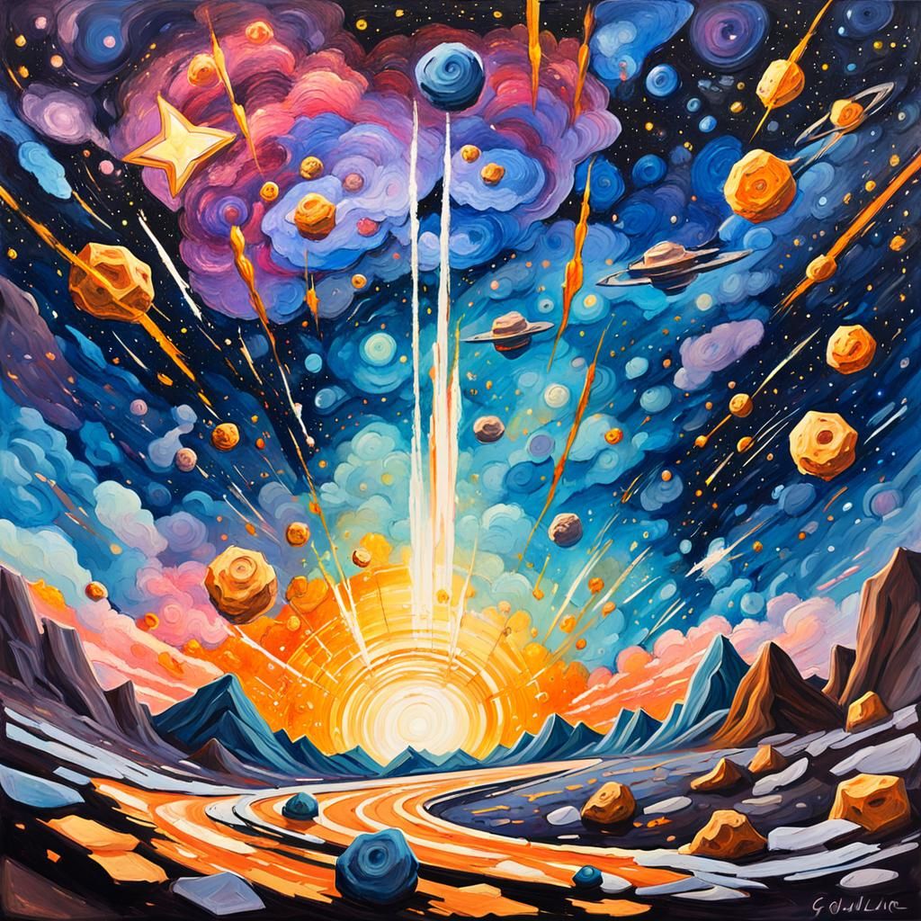 Majestic Spacestation amidst Swirling Vortex of Stars and As...