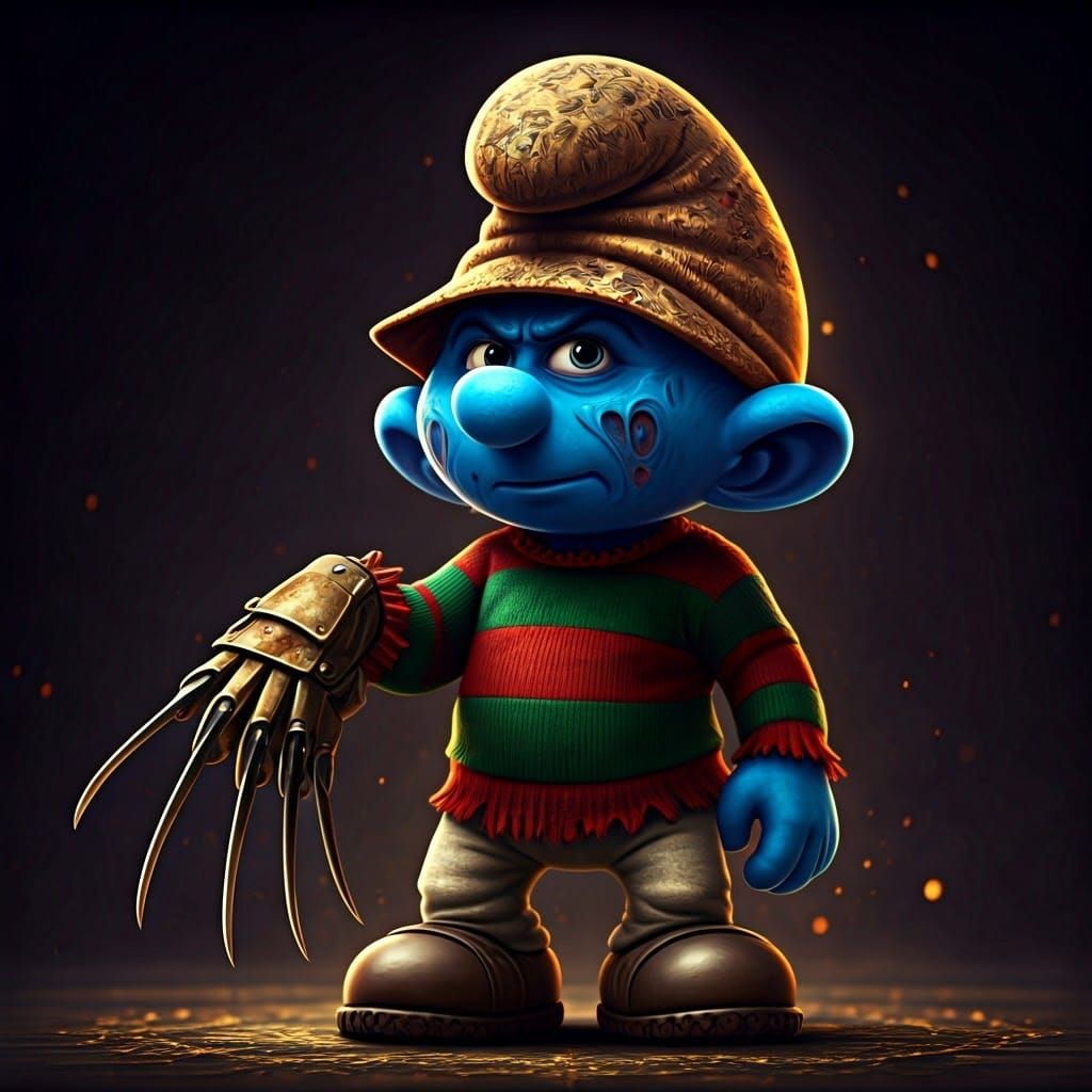 Freddy Smurf in Dark Fantasy Horror Cosplay