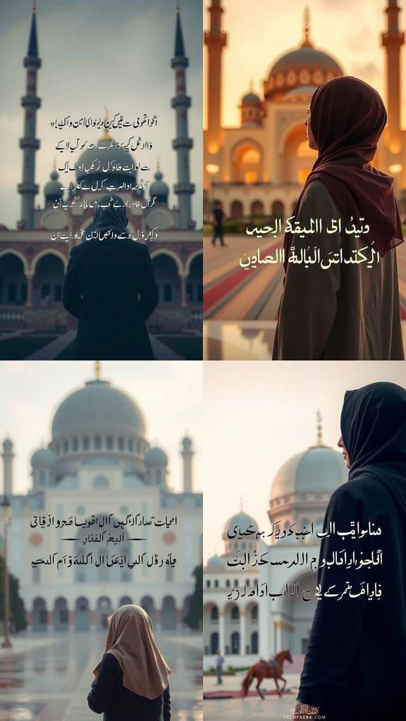 Faded Mosque Background with Urdu Calligraphy