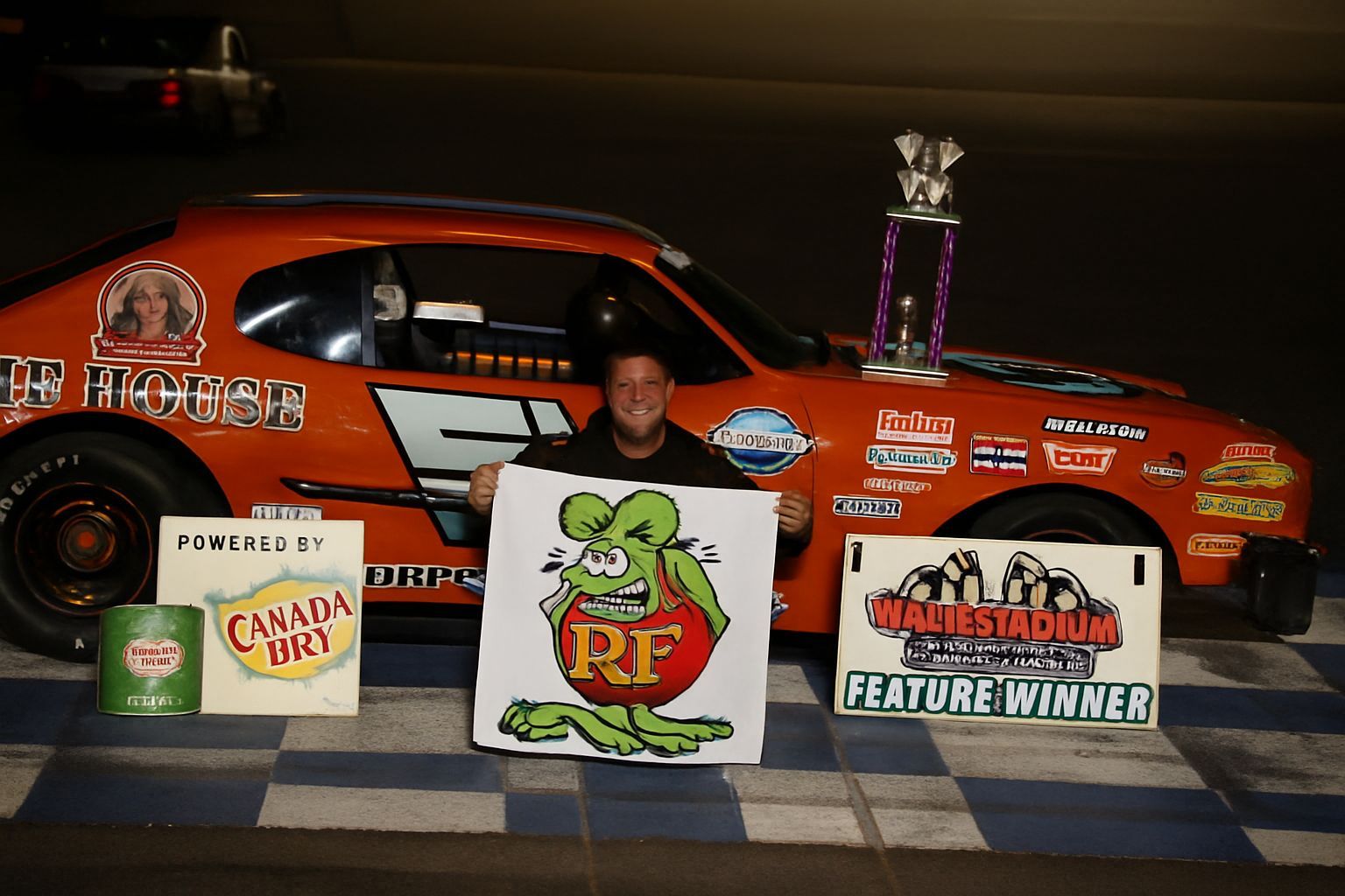 Grotesque Rat Monster Cartoon Flag Illustration