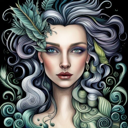 Ethereal Forest Lady with Silver Hair