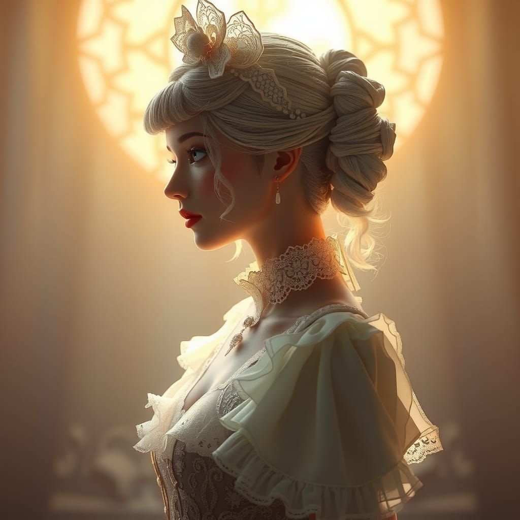 Victorian Maid Portrait in 3D Anime Style