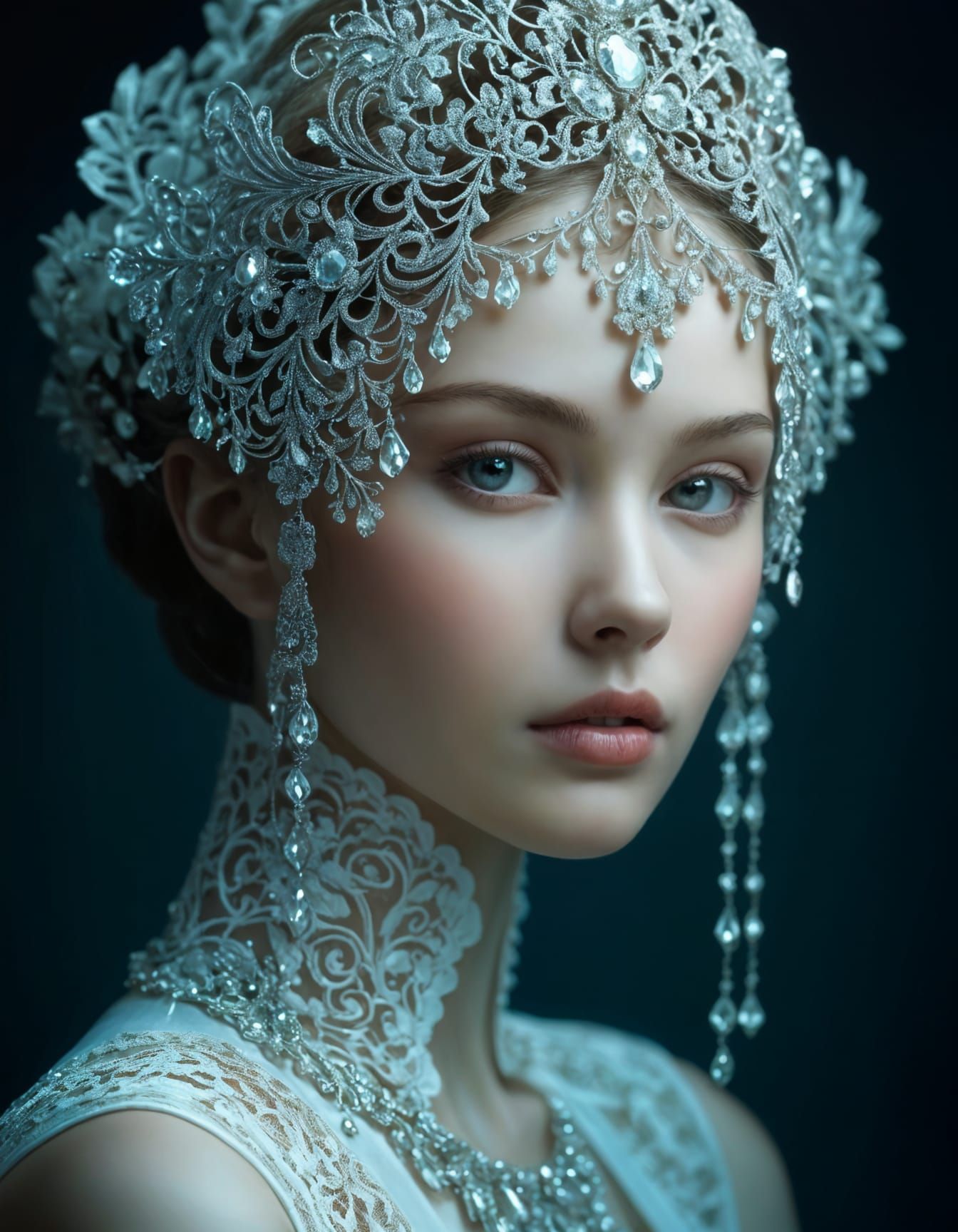 Ethereal Portrait with Filigree and Fractoluminescense
