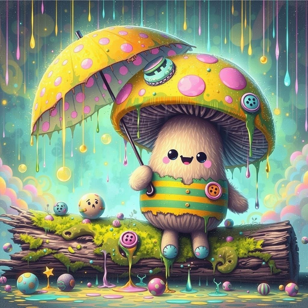 Mushroom Spirit With Candy-Inspired Style in Post-Apocalypti...