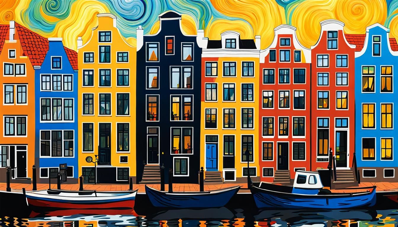 Amsterdam Scene in Van Gogh Style