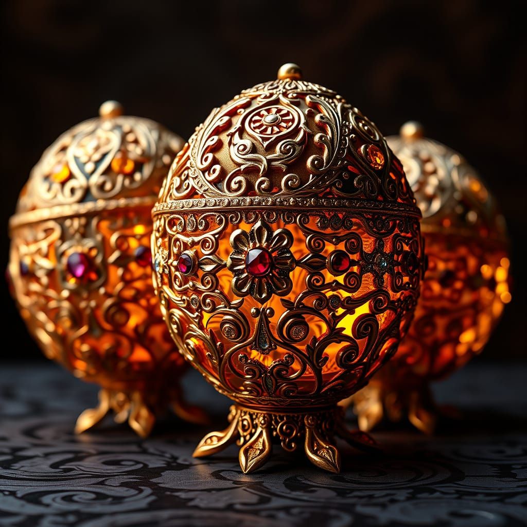 Luxurious Fabergé Eggs in Hyper-Realistic Detail