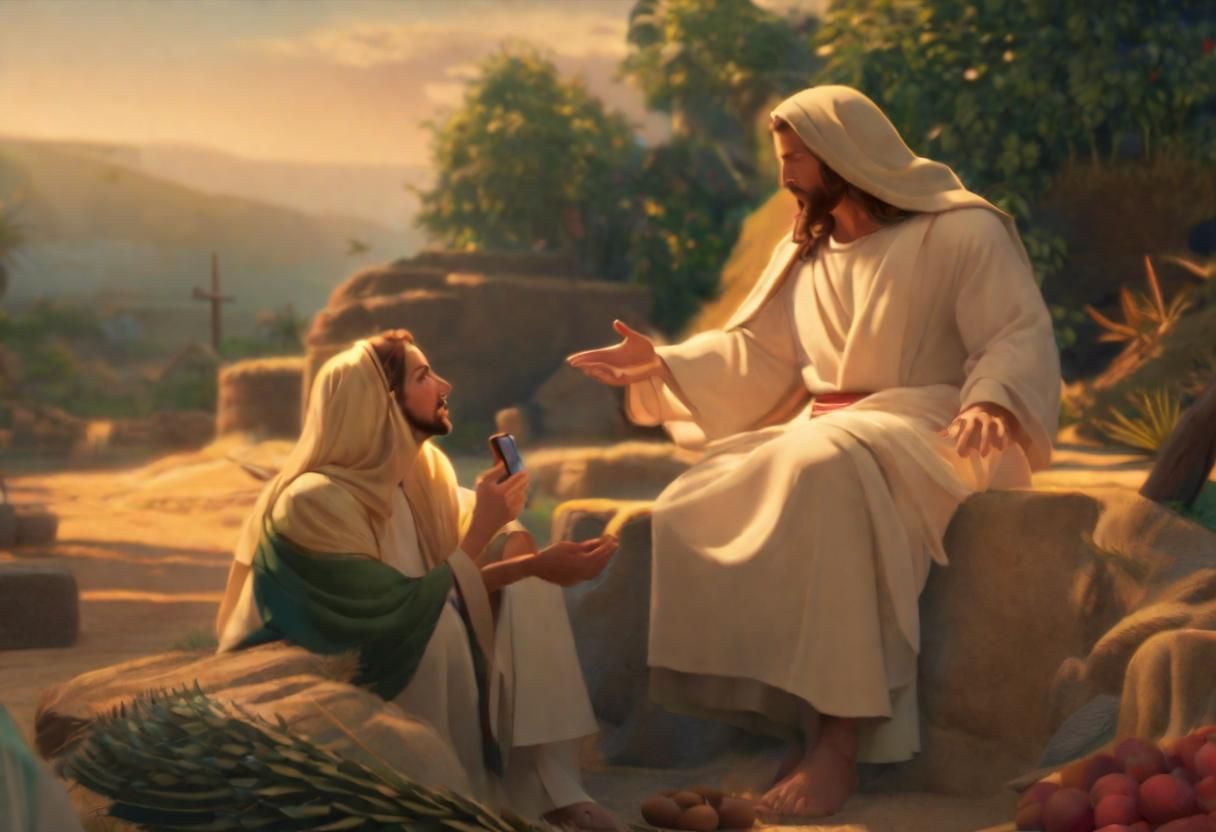 Jesus Talking With Woman: Detailed Matte Painting