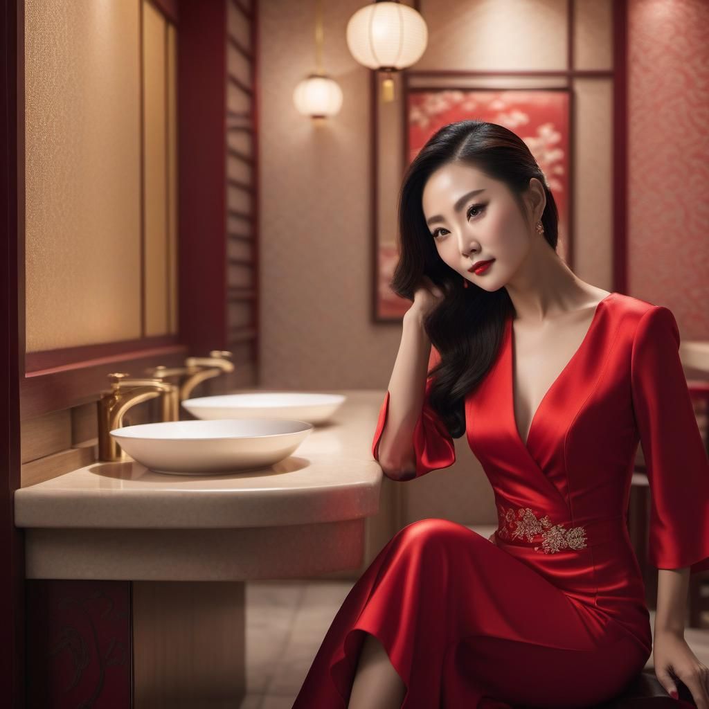 Wealthy Chinese Lady in Restaurant Restroom: Award-Winning P...