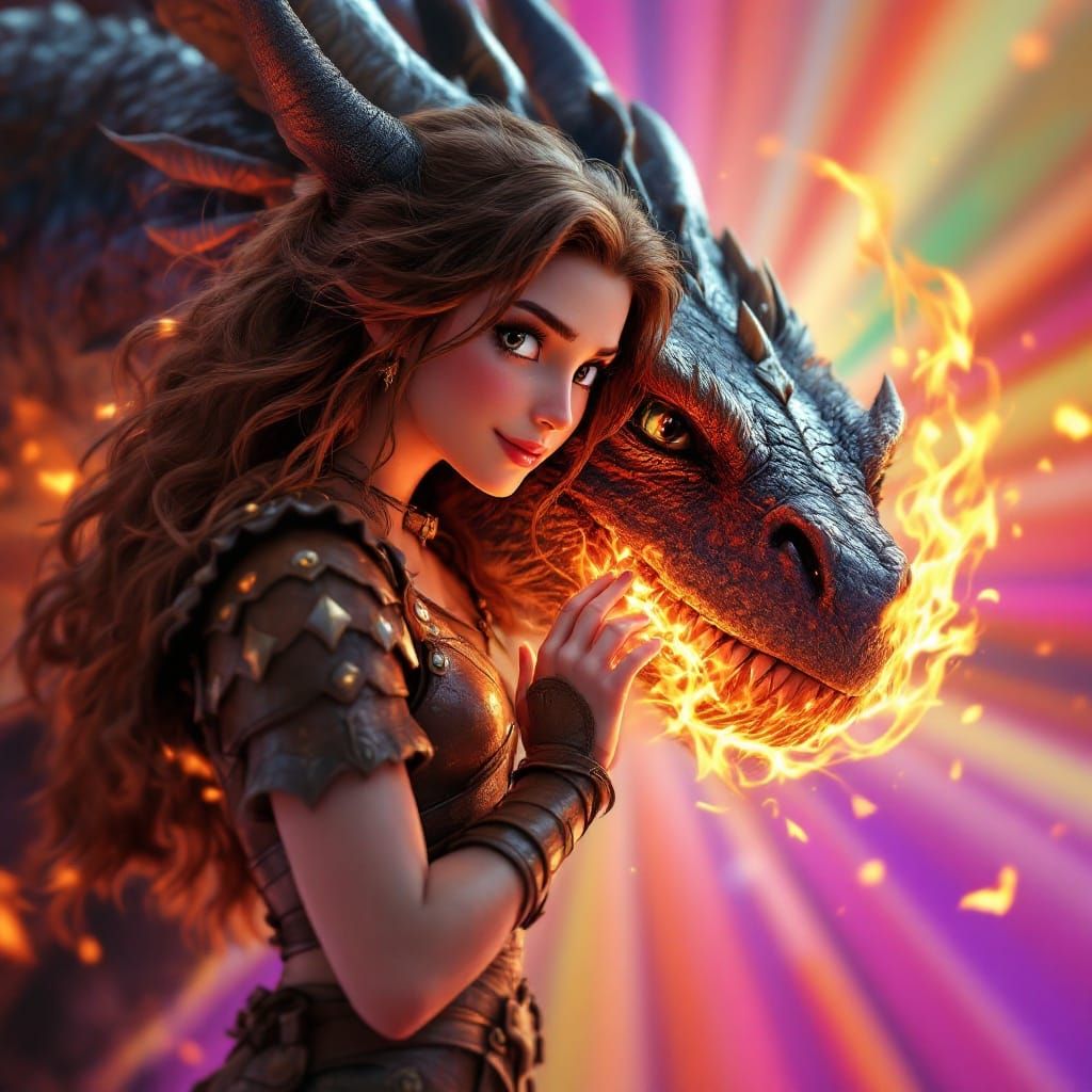 Heroic Friendship in Vibrant 3D Digital Art