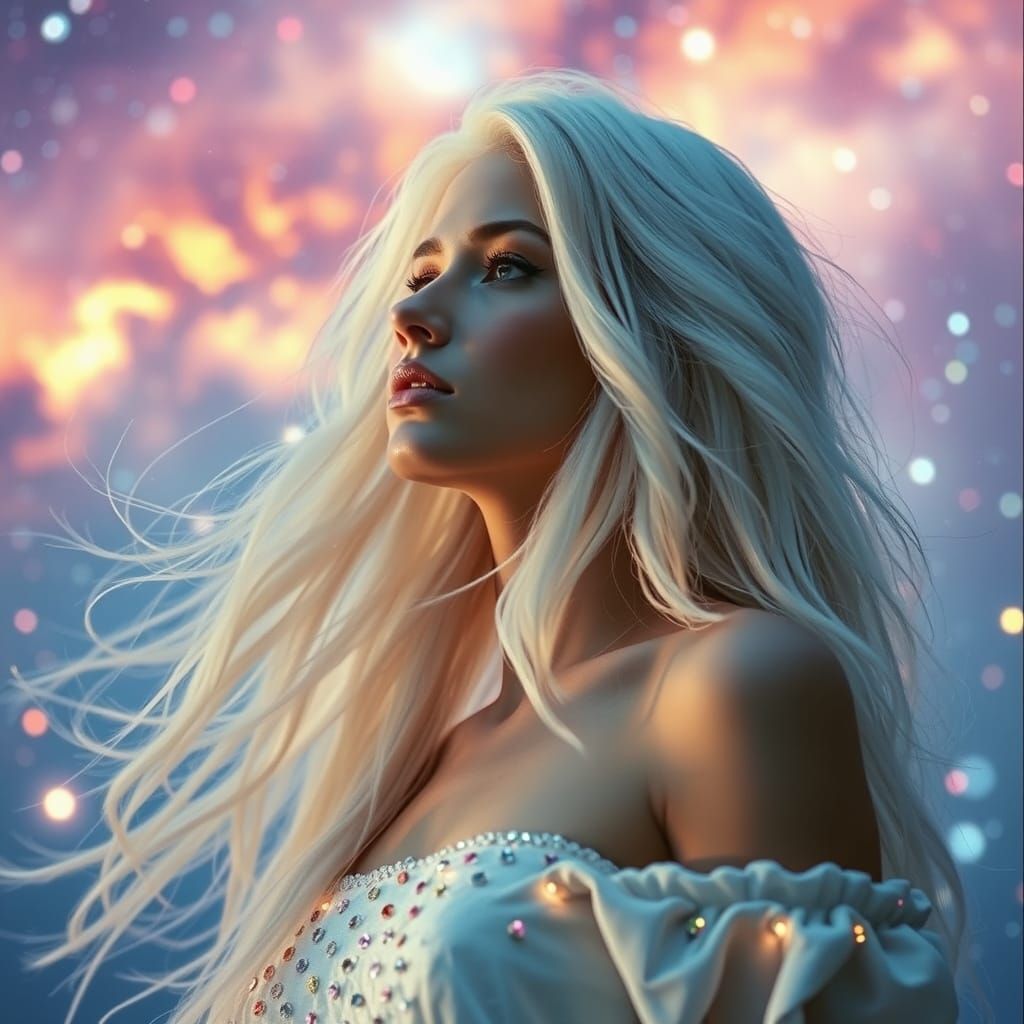 Ethereal Goddess Amidst Cosmic Creation