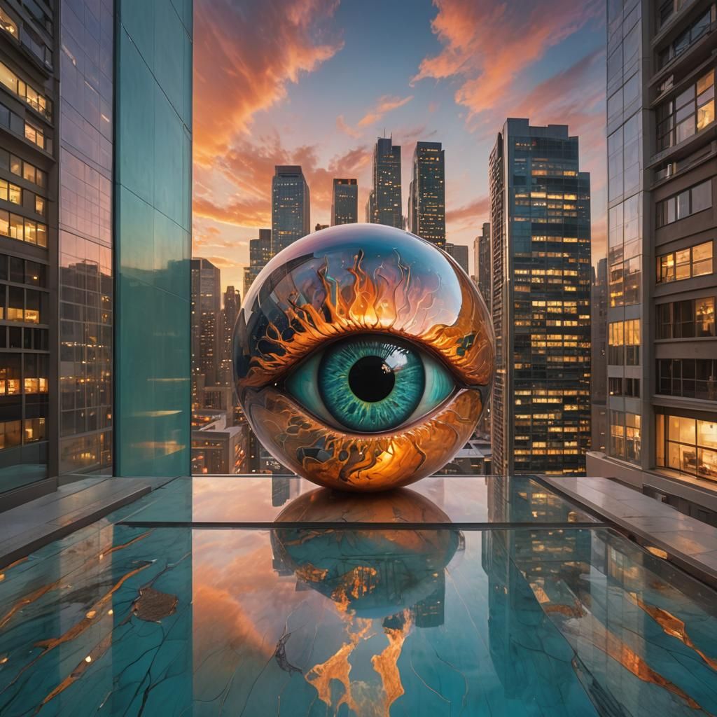Luminescent Giant Eye in Art Nouveau Style