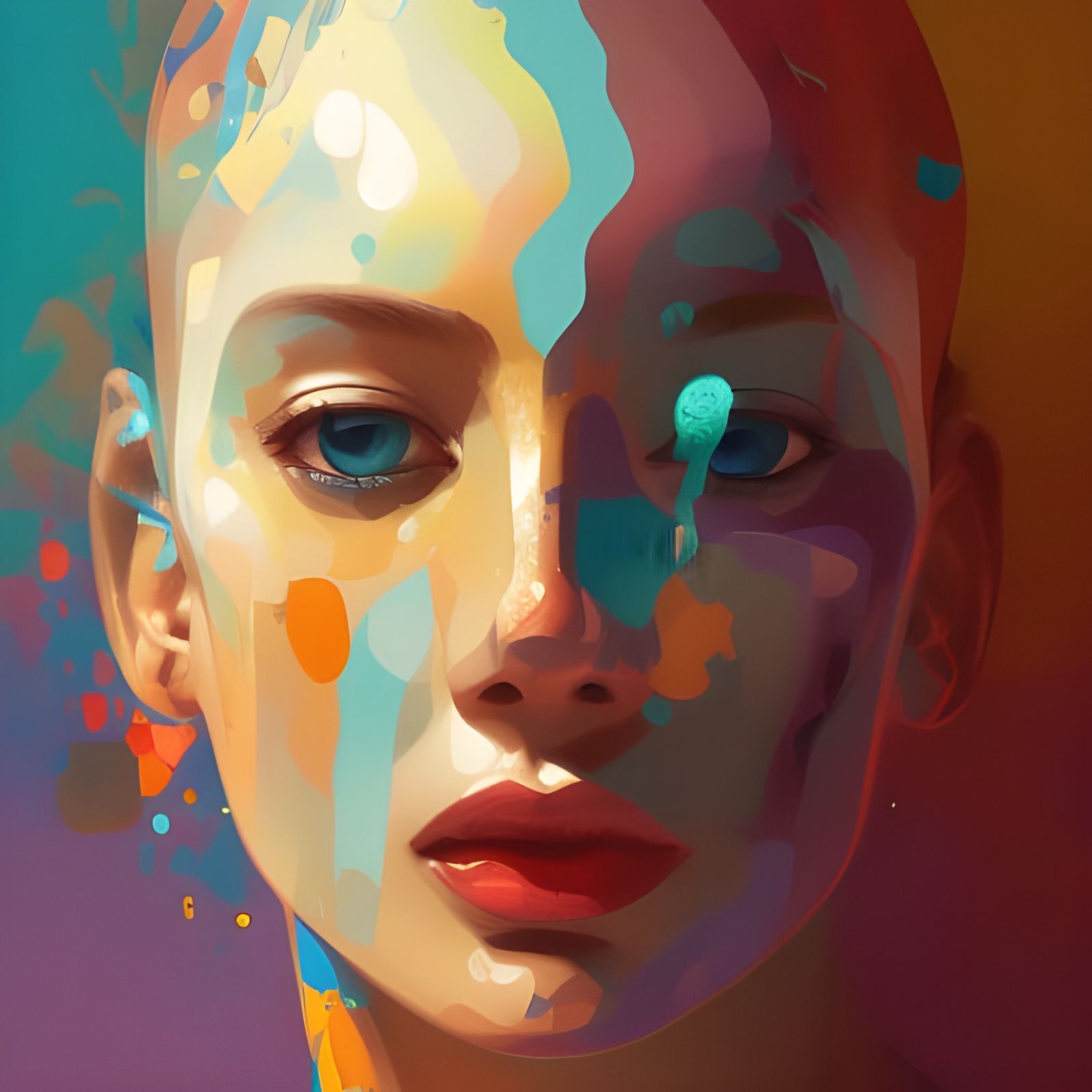Colorful Abstract Portrait in Hyperdetailed Style