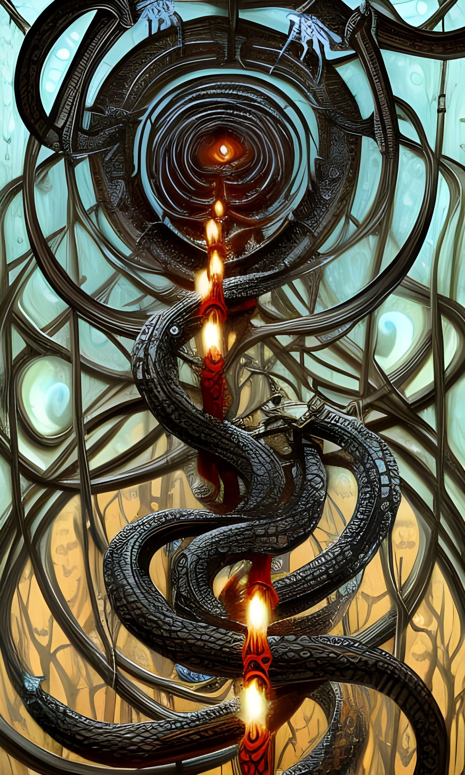 Burnt snake skeleton