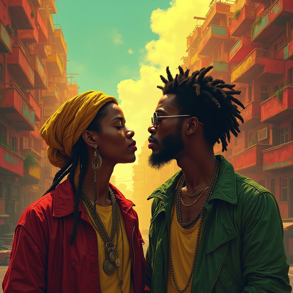 Vibrant Reggae Scene in Fantasy City