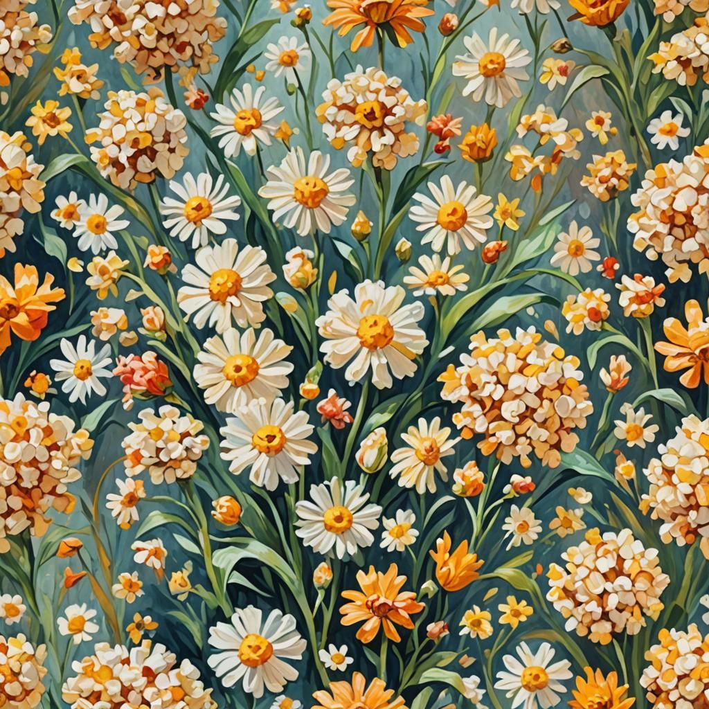 Impressionist Flower Painting in Gouache Style