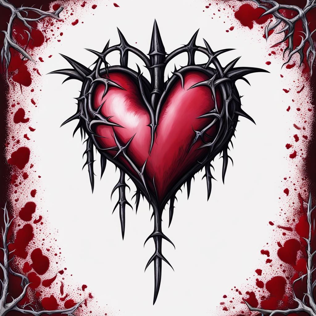 Gothic Bleeding Heart with Thorns