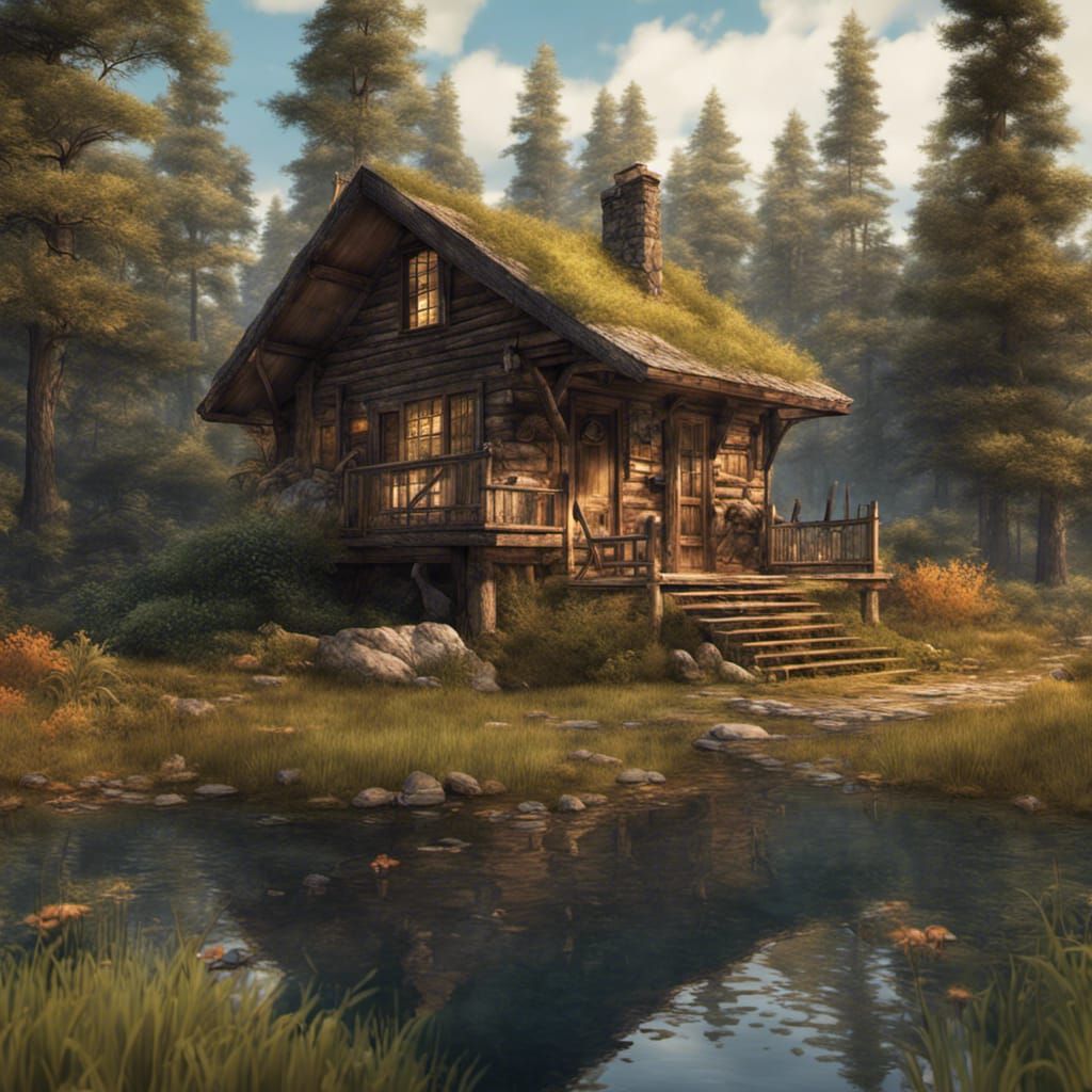 Wetland Cabin Retreat: A Fantasy Art Concept