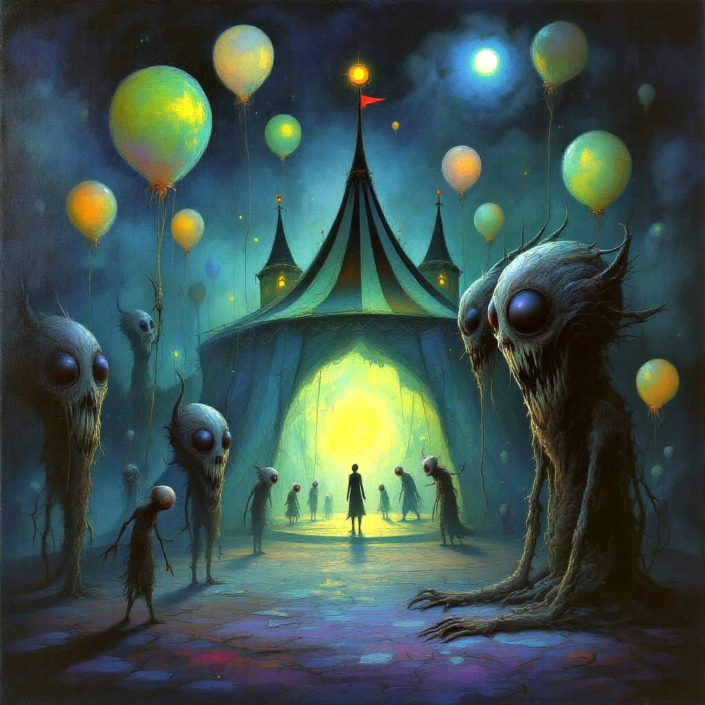 Creepy Macabre Circus in Surreal Dark Fantasy Art