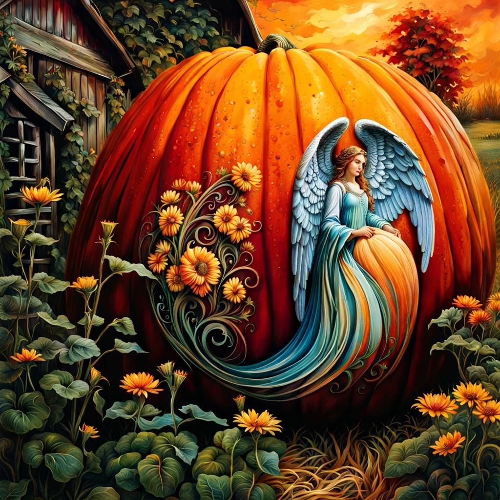 An Angel design on Pumpkin