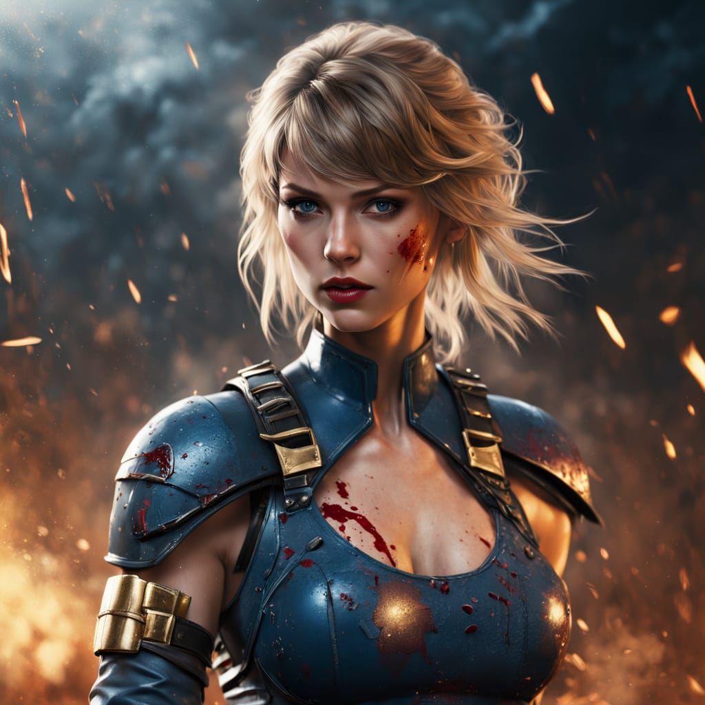 Taylor Swift as Sonya Blade in Epic Cyberpunk Portrait