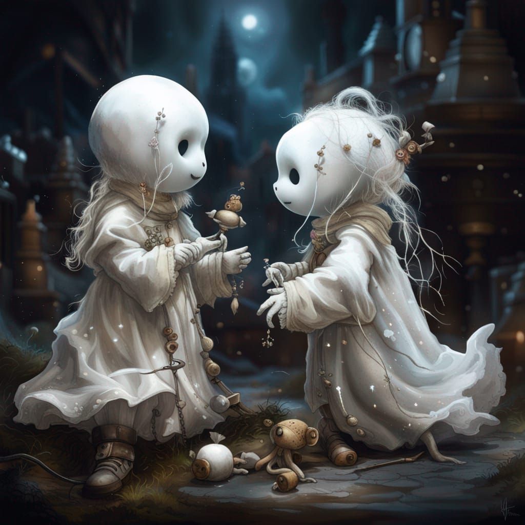 Ghosts sharing toys