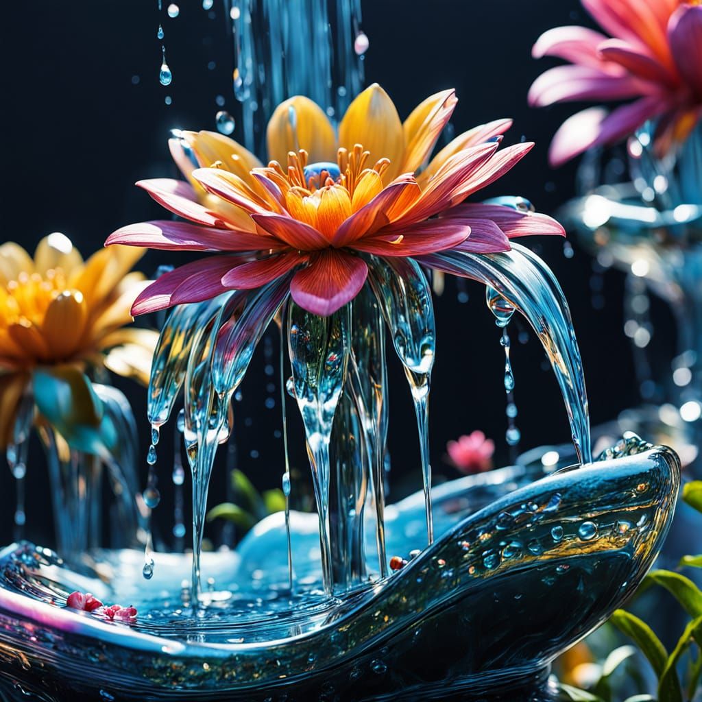 Glass Fountain Concept Art in Vibrant Colors