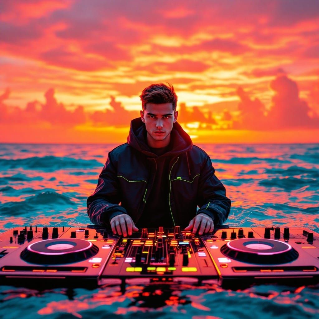 DJ in Sea: Hyperrealistic Music Art