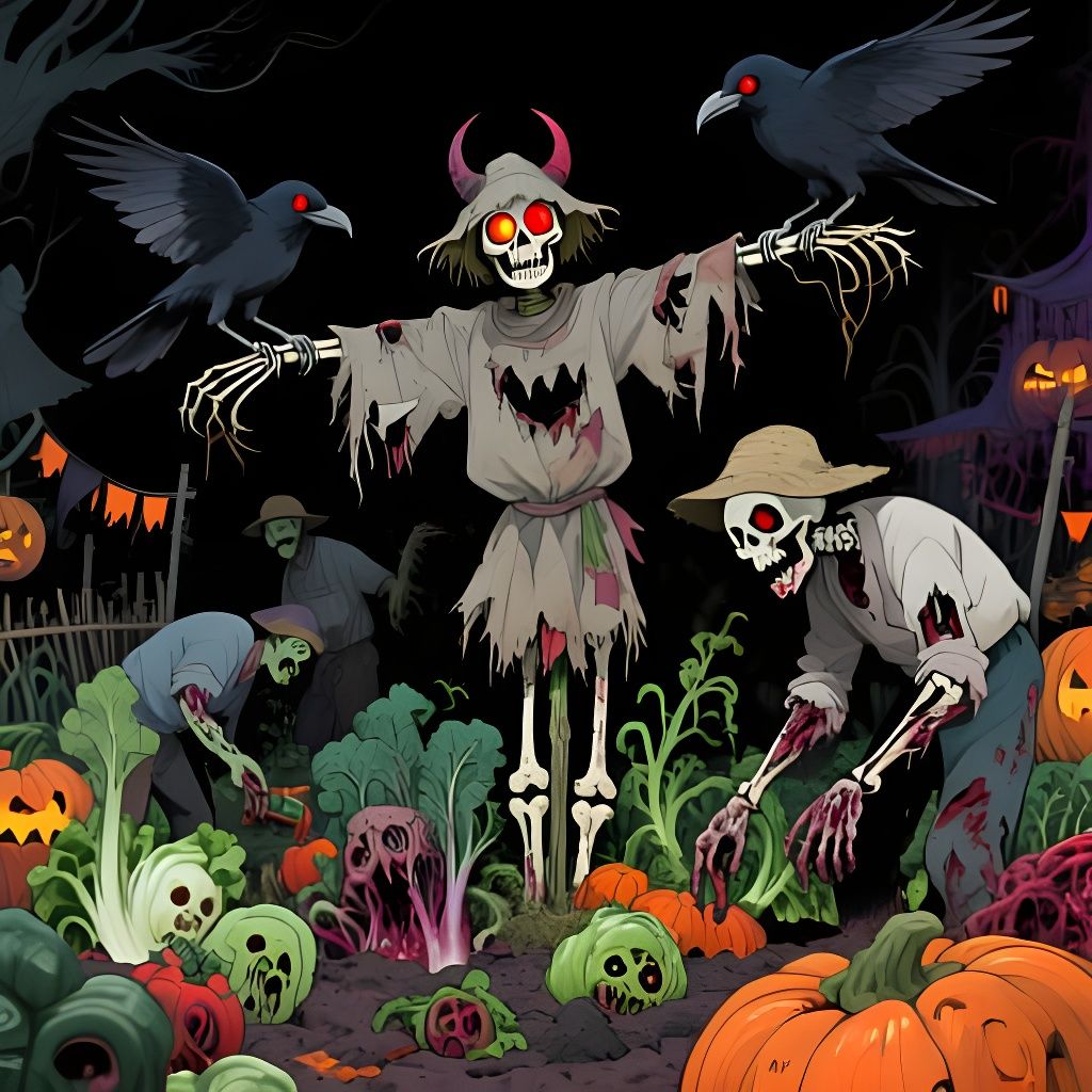 Nightmarish Harvest Festival with Demonic Scarecrows and Zom...