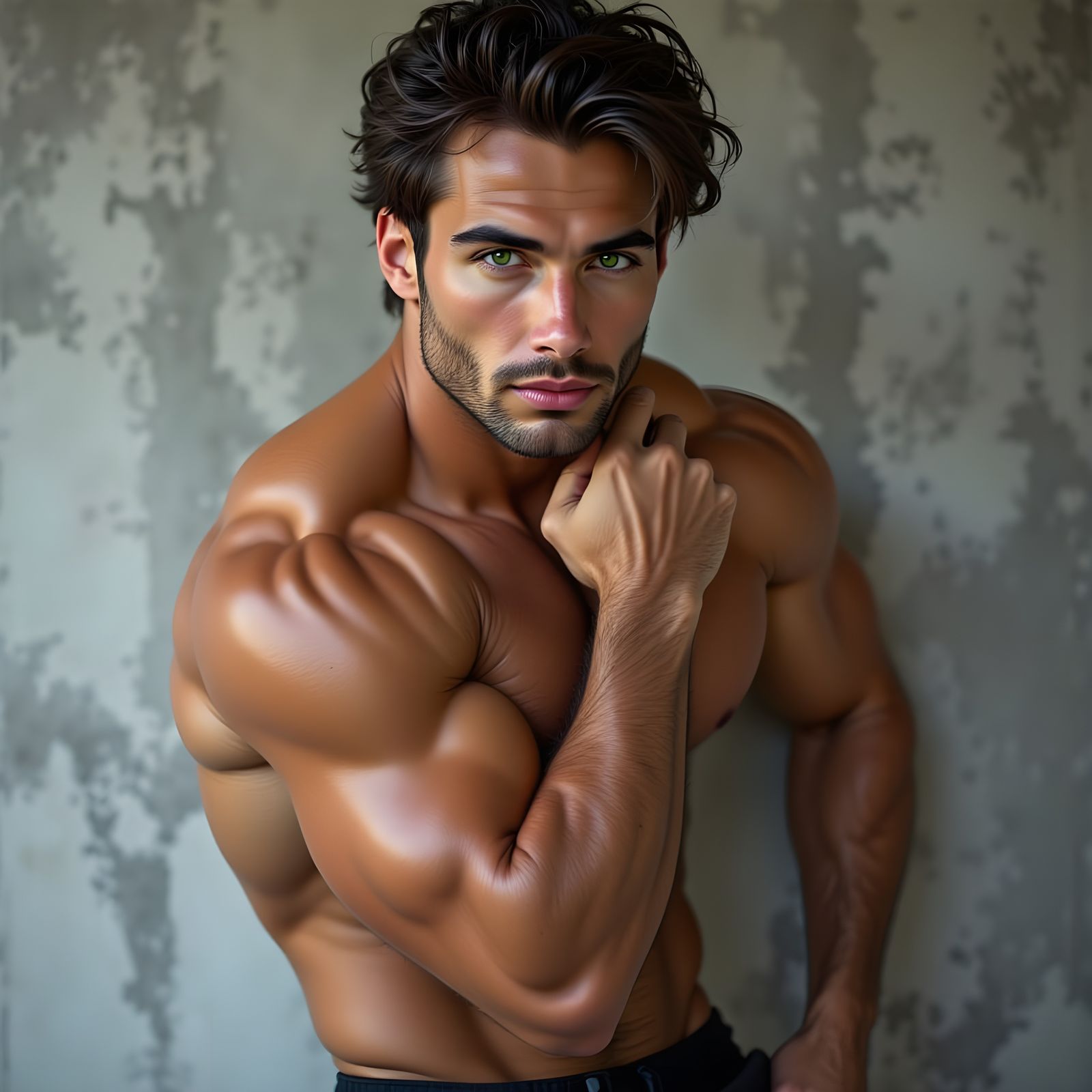 Muscular Man Portrait with Dramatic Lighting