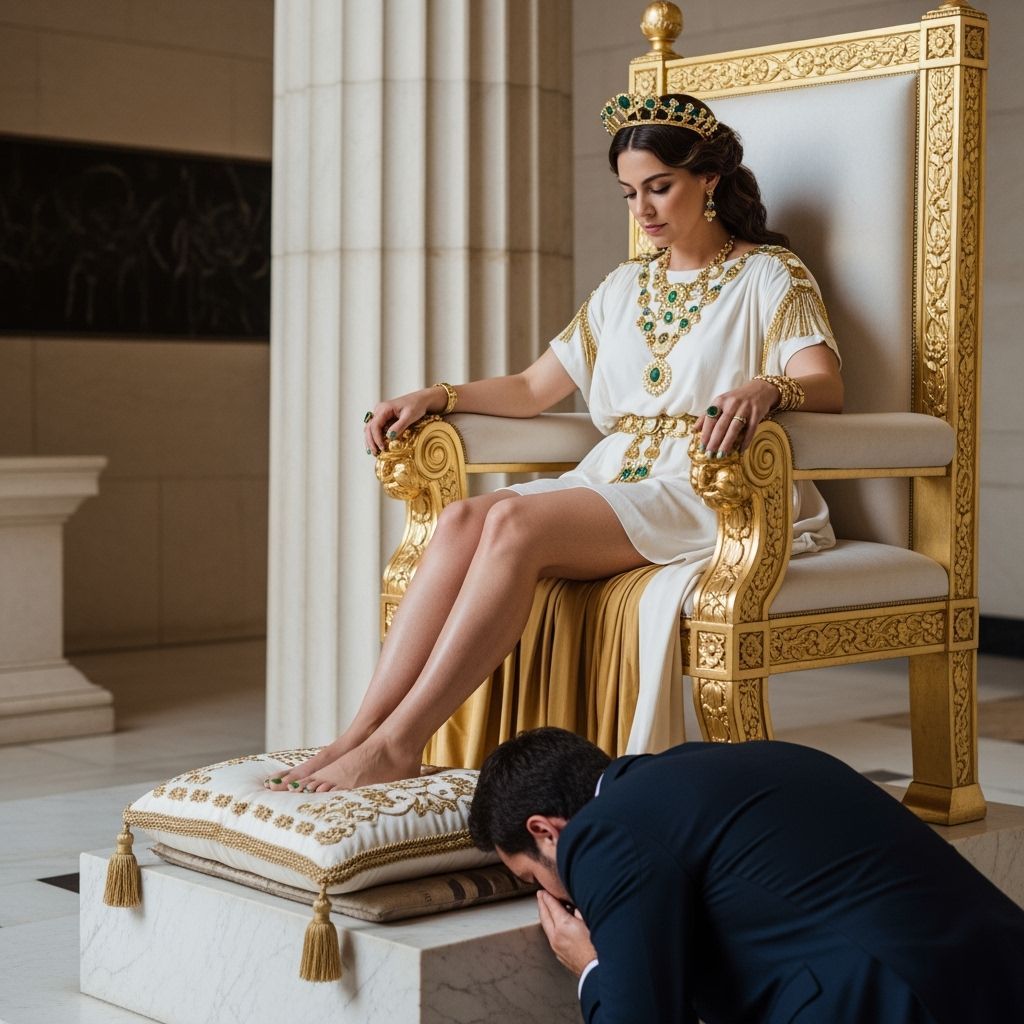 Greek Goddess on Lavish Throne in Temple