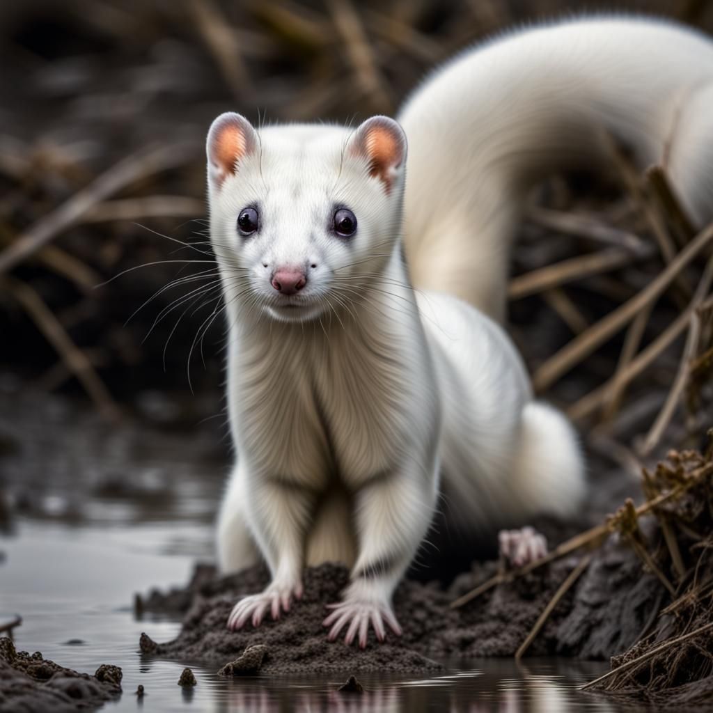 Ermine by Muddy Pond: Hyperrealistic 64 Megapixel Image