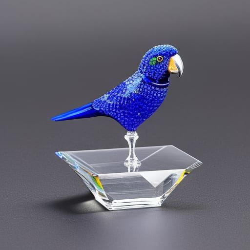 Cobalt Parrot: Baccarat French Crystal Paperweight