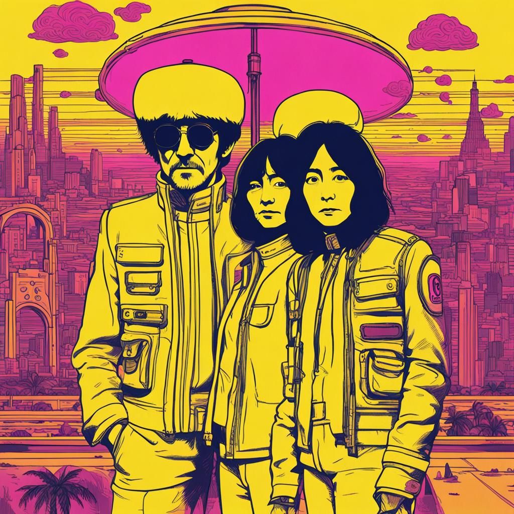 John and Yoko: Synthwave Neon Retro Portrait