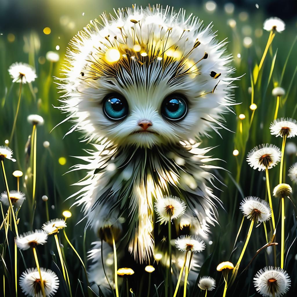 Dandelion Seed Monster in Fantasy Photorealistic Style