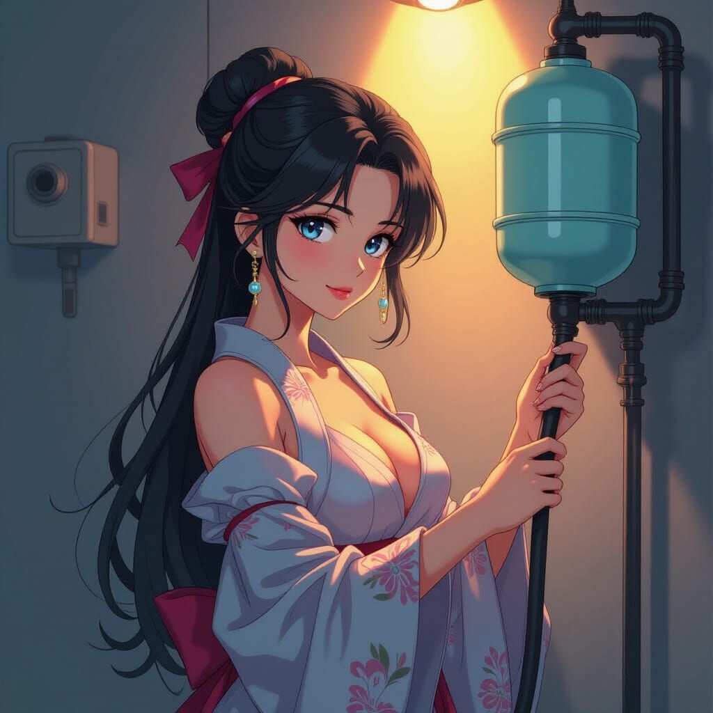 Anime Woman with Conduit in Studio Trigger Style