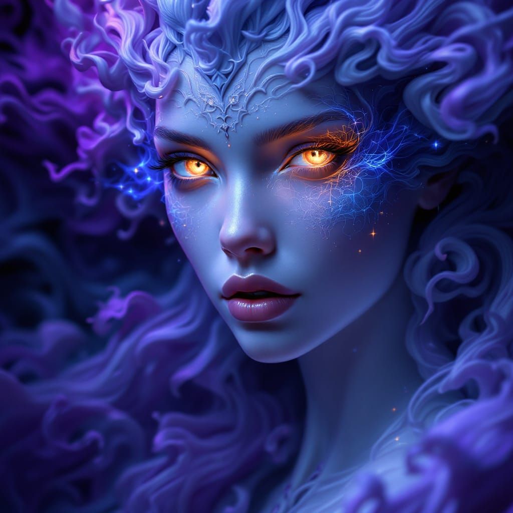 Majestic Alabaster Face in Mystical Realm