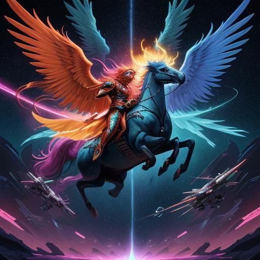 Ice and Fire Phoenixes Destroying Space Empire in Synthwave ...